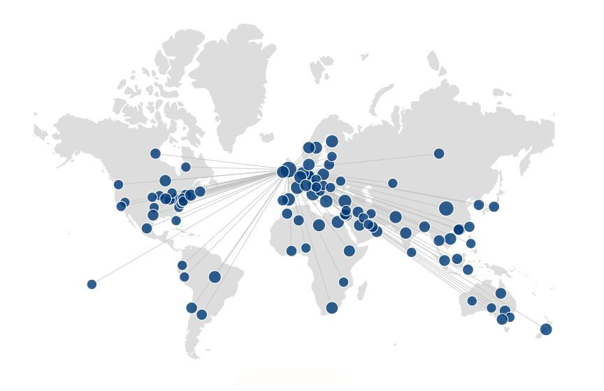 Generic block graphic that represents international connections