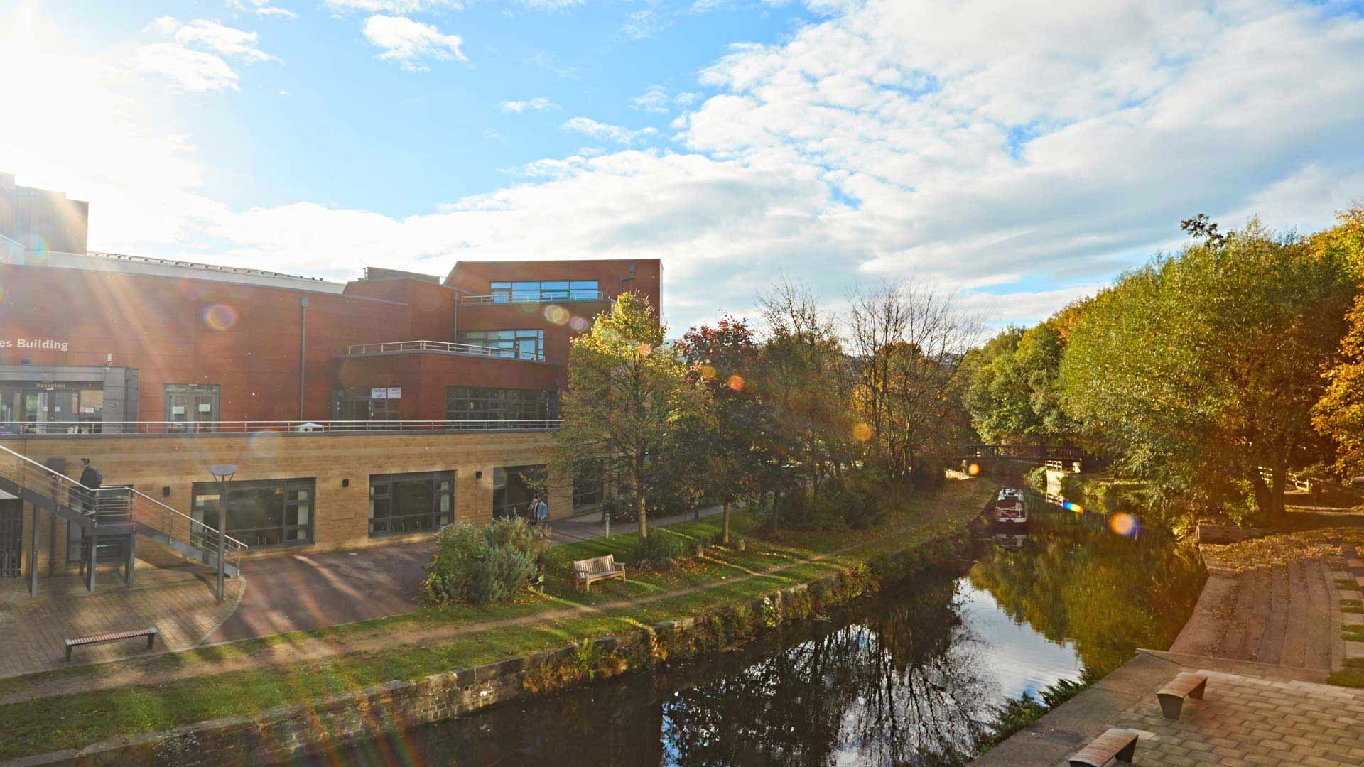 Picture of Charles Sikes Building and Canal in Autumn