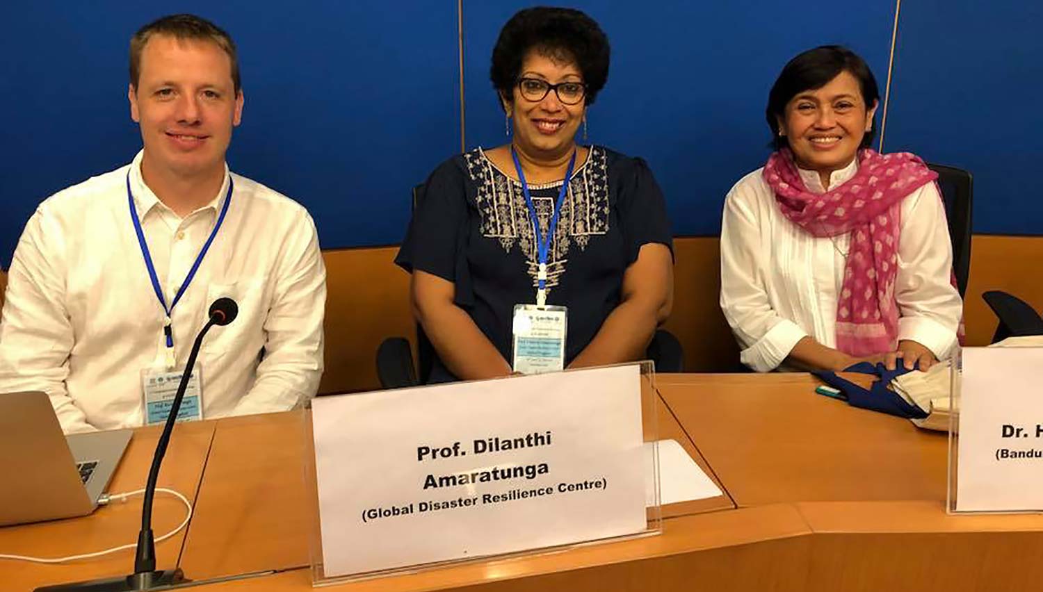 Professor Haigh and Professor Amaratunga with Dr Harkunti Rahayu at the Bandung Institute of Technology