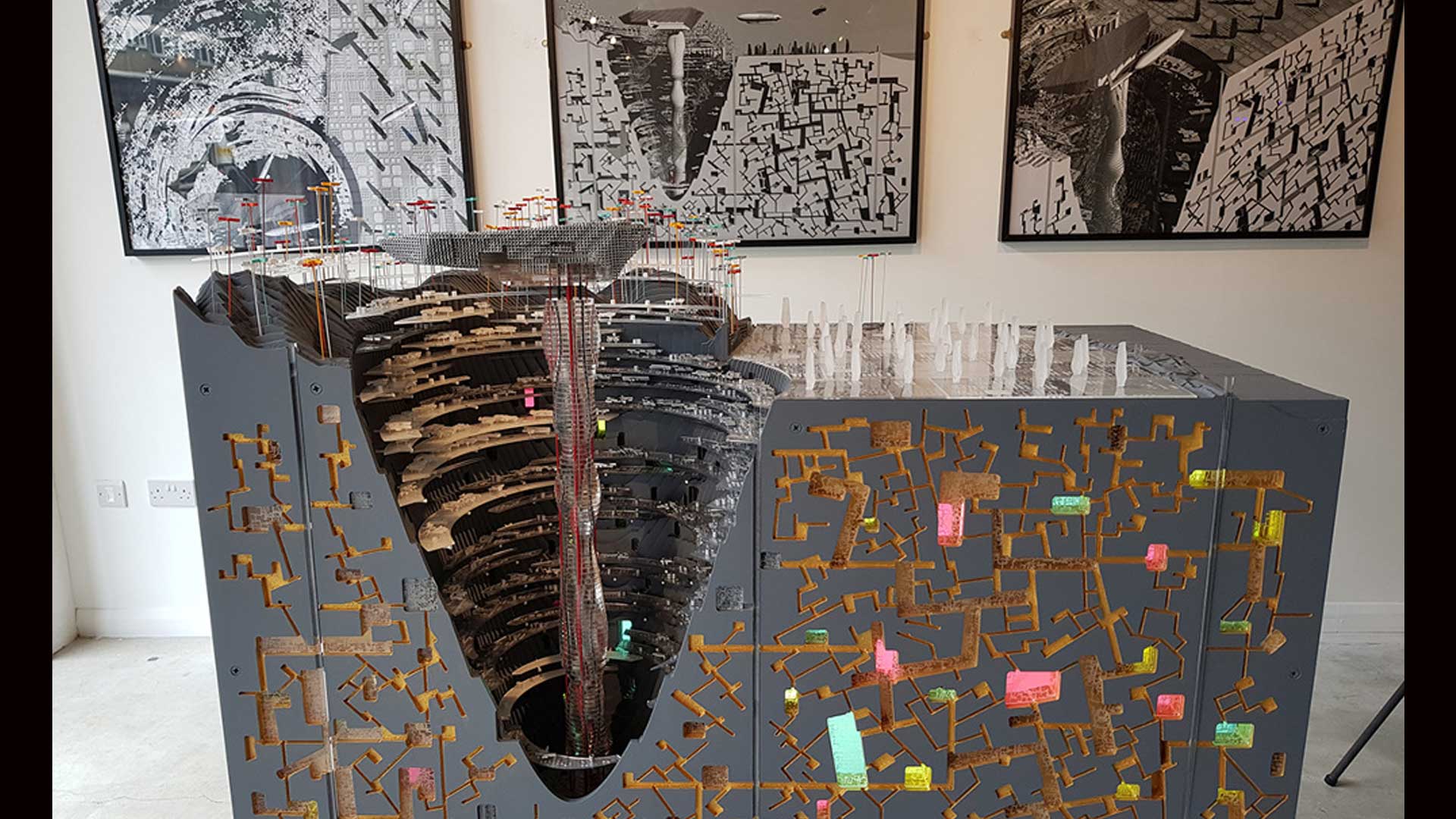 The model of Professor Nic Clear's underground city, entitled Chthonopolis