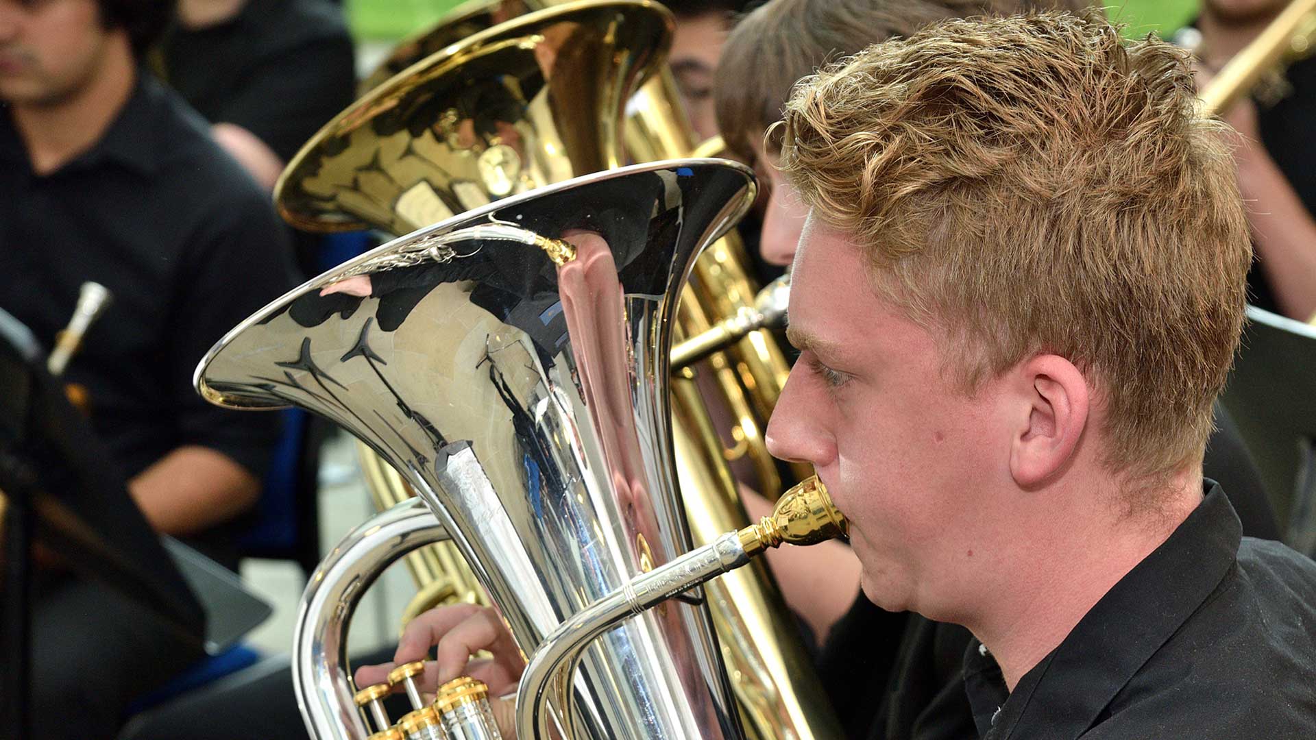 Man playing a tuba