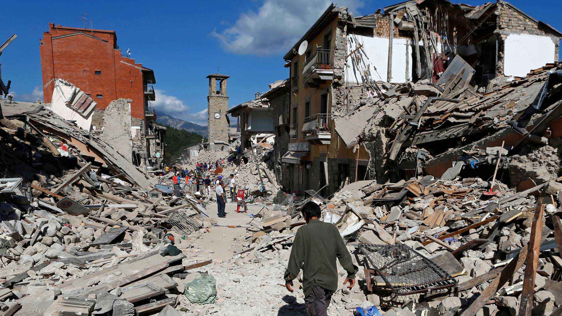 Destroyed buildings after a disaster eg earthquake