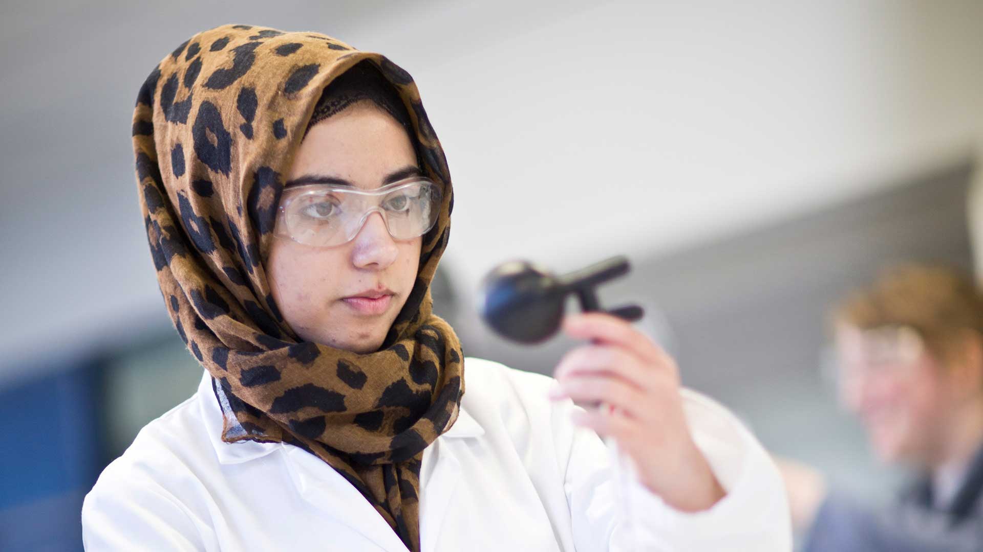 Female student in lab